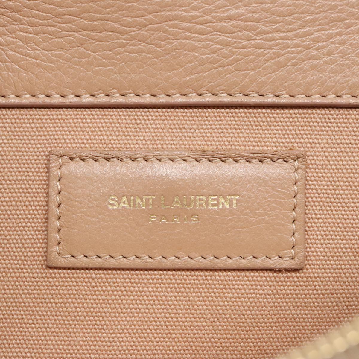 SAINT LAURENT Hand Bag Leather 2way Beige Auth ep5999