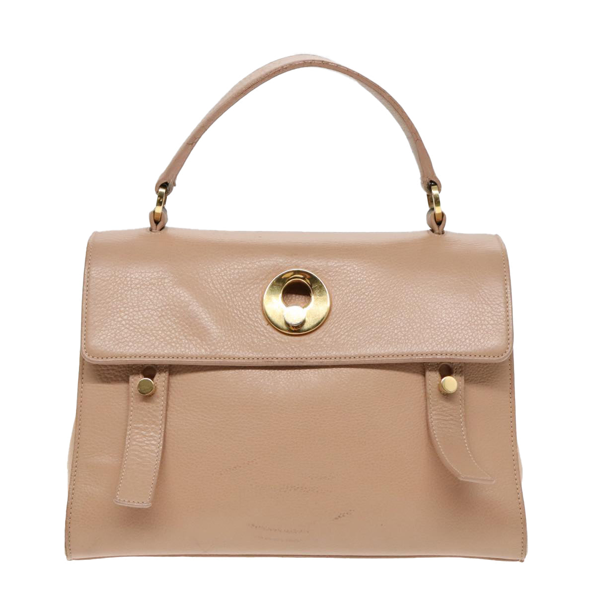 SAINT LAURENT Hand Bag Leather 2way Beige Auth ep5999