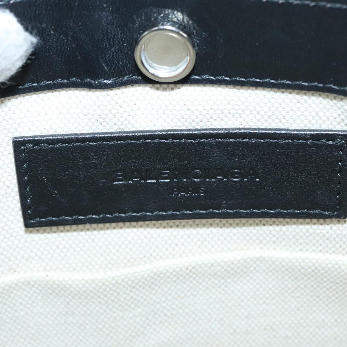 BALENCIAGA Shoulder Bag Canvas Black White 339937 Auth ep6004