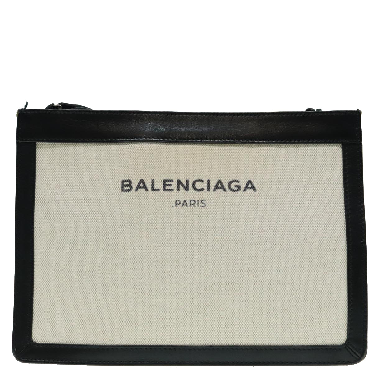 BALENCIAGA Shoulder Bag Canvas Black White 339937 Auth ep6004