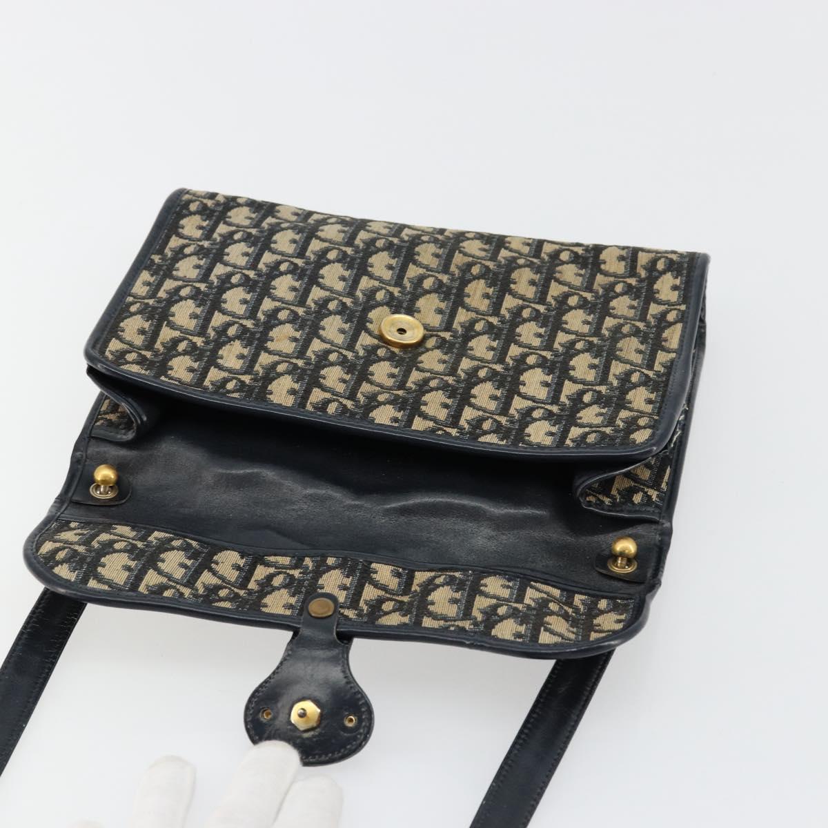 Christian Dior Trotter Canvas Shoulder Bag Navy Auth ep6005