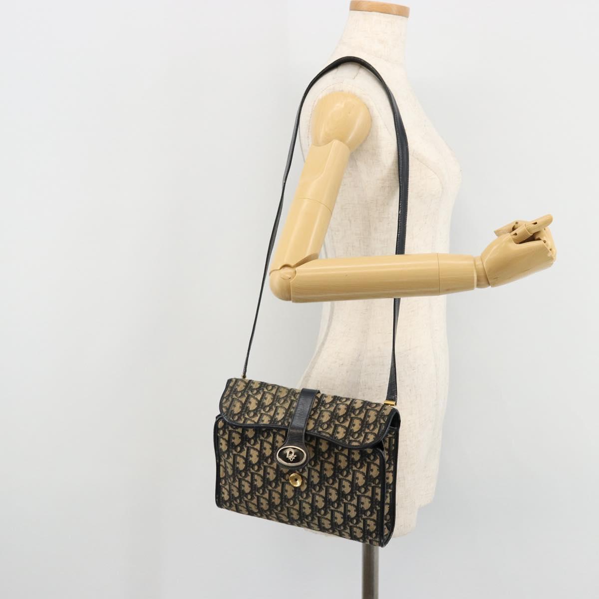Christian Dior Trotter Canvas Shoulder Bag Navy Auth ep6005