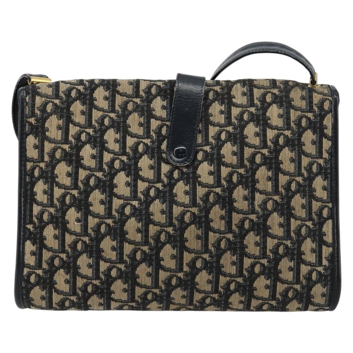Christian Dior Trotter Canvas Shoulder Bag Navy Auth ep6005