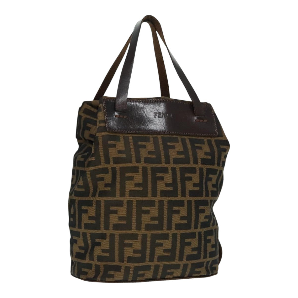 FENDI Zucca Canvas Hand Bag Brown Black Auth ep6007