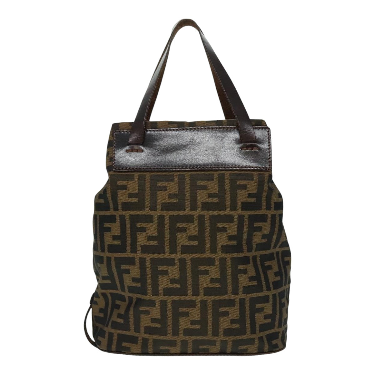 FENDI Zucca Canvas Hand Bag Brown Black Auth ep6007