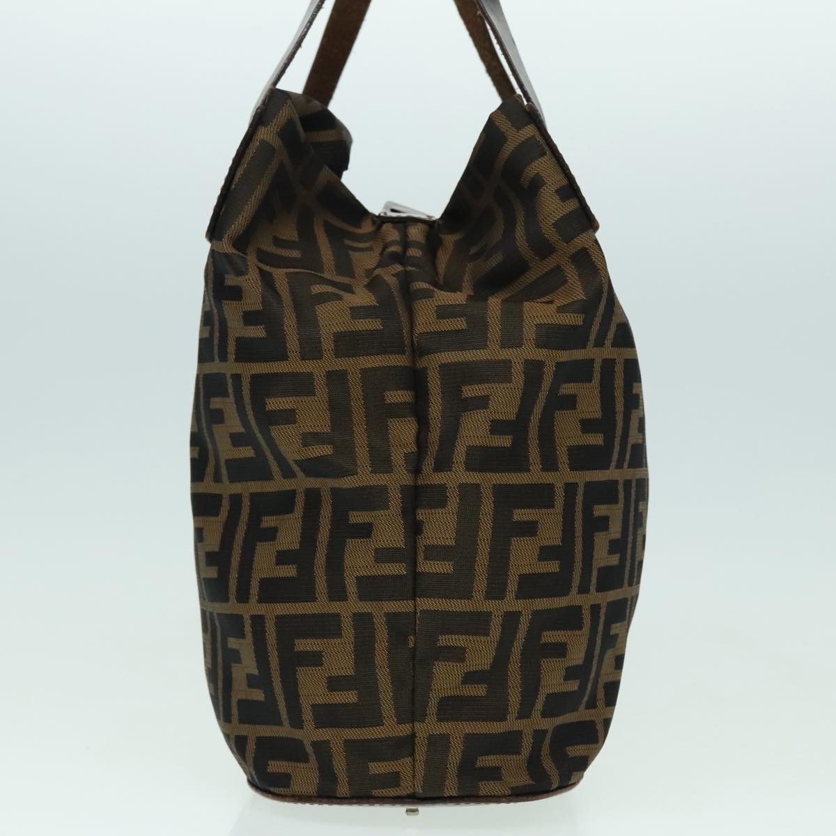 FENDI Zucca Canvas Hand Bag Brown Black Auth ep6007