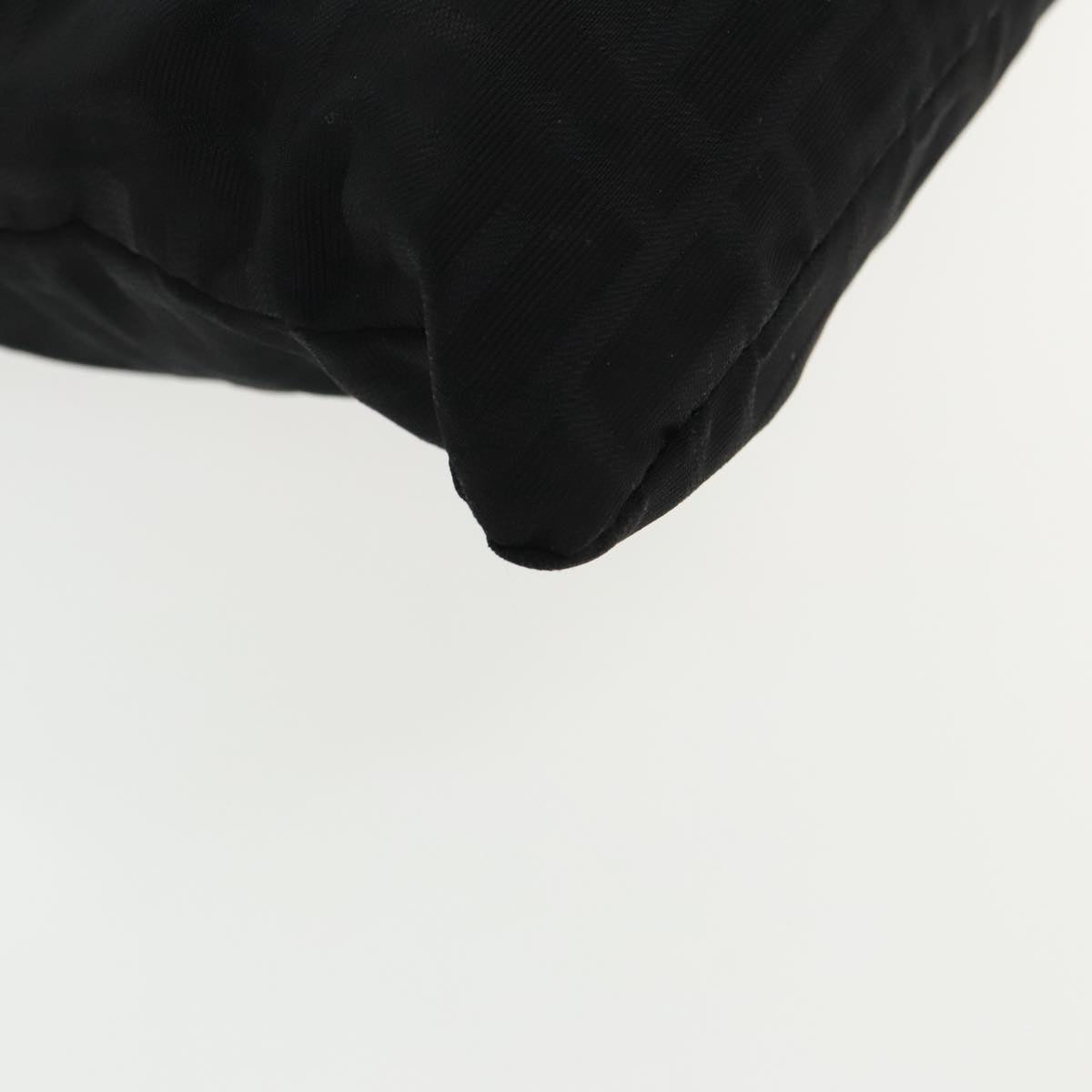 FENDI Zucca Canvas Shoulder Bag Nylon Black Silver Auth ep6025