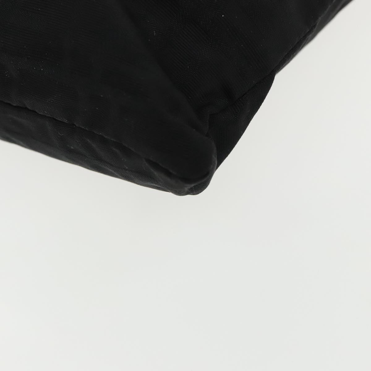 FENDI Zucca Canvas Shoulder Bag Nylon Black Silver Auth ep6025