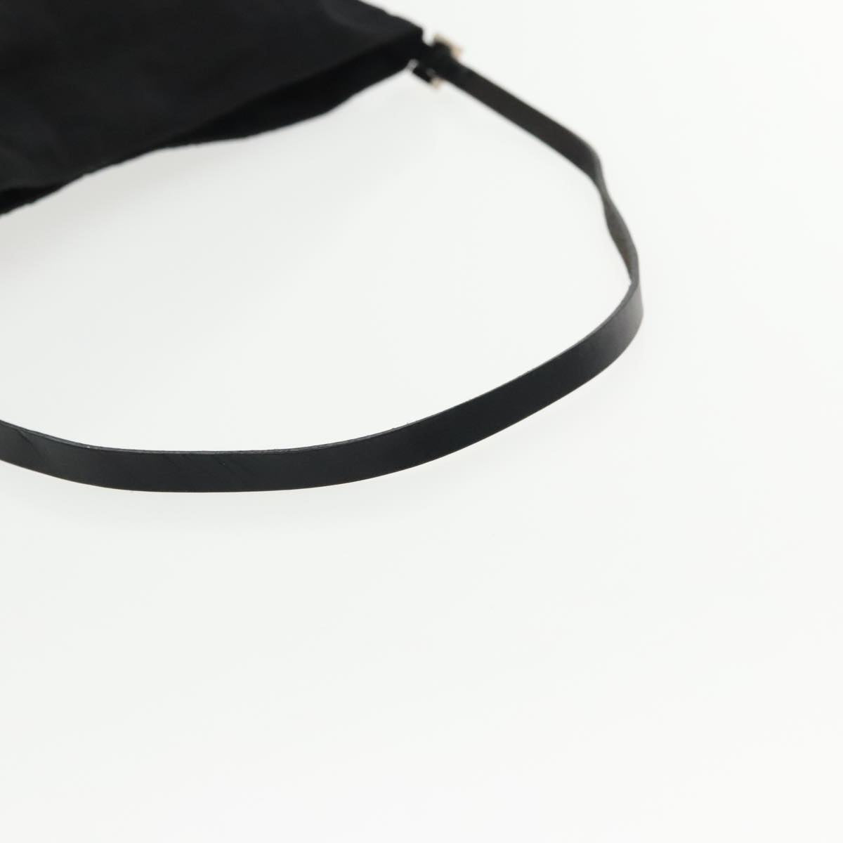 FENDI Zucca Canvas Shoulder Bag Nylon Black Silver Auth ep6025