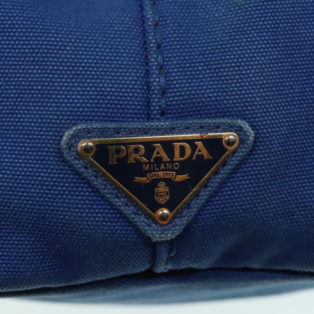 PRADA Canapa MM Hand Bag Canvas Blue Auth ep6033