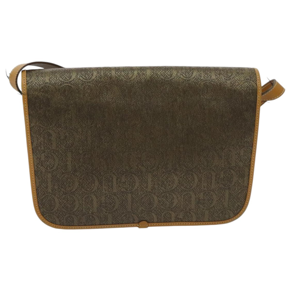 GUCCI Shoulder Bag Canvas Leather Brown Gold Auth ep6137