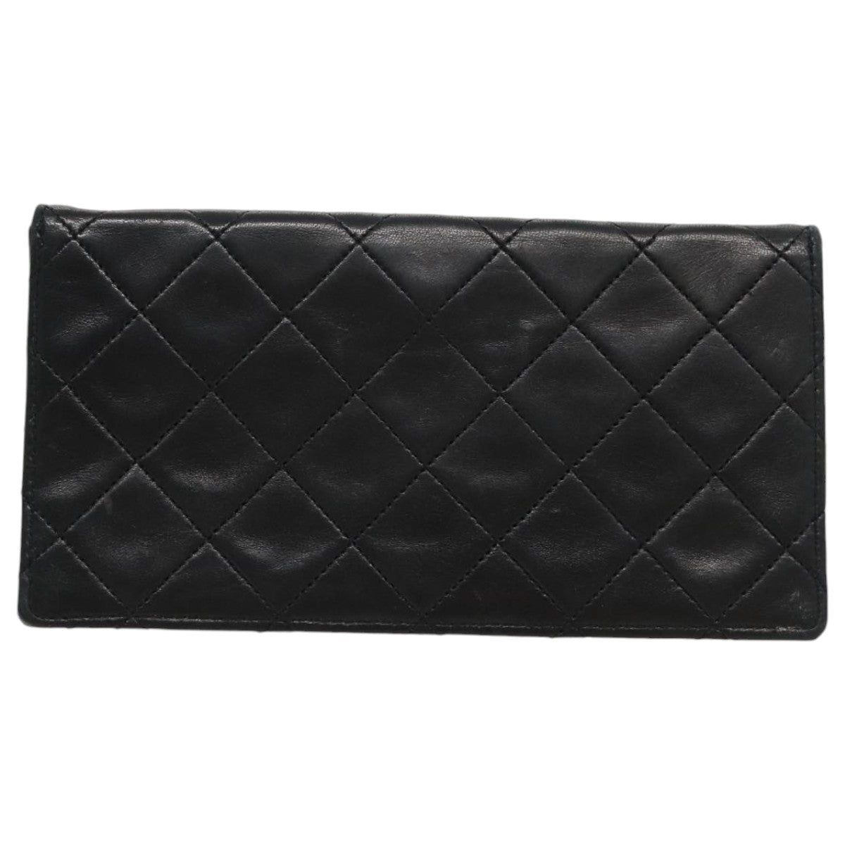 CHANEL Matelasse Pouch Leather Black Gold CC Auth ep6148