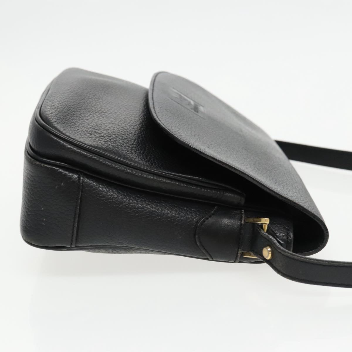 Burberrys Shoulder Bag Leather Black Auth ep6162