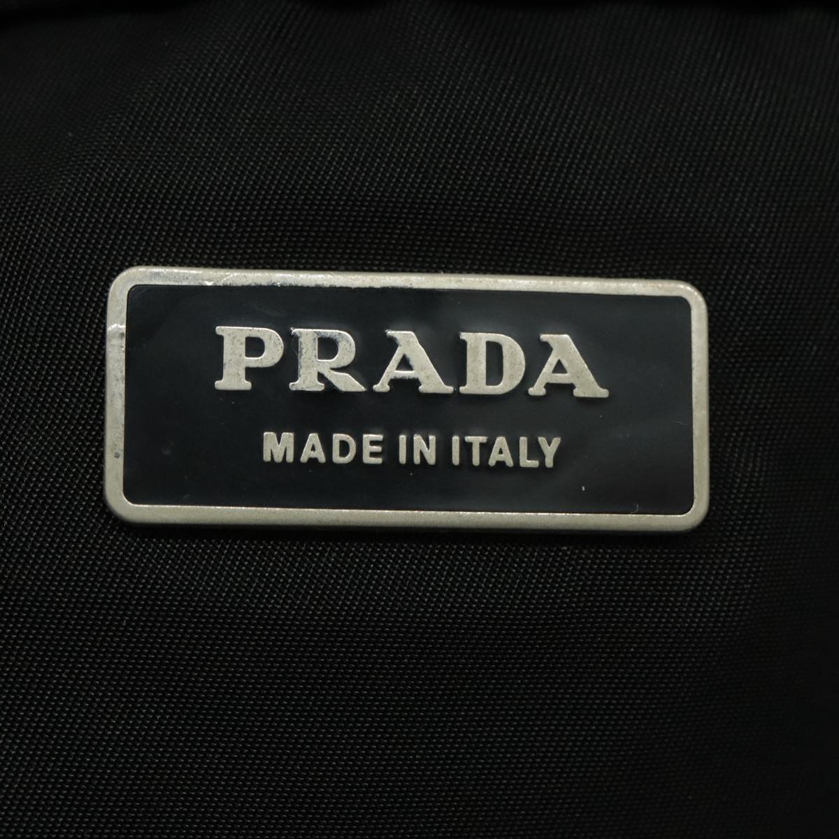 PRADA Boston Bag Nylon Black Silver Auth ep6164