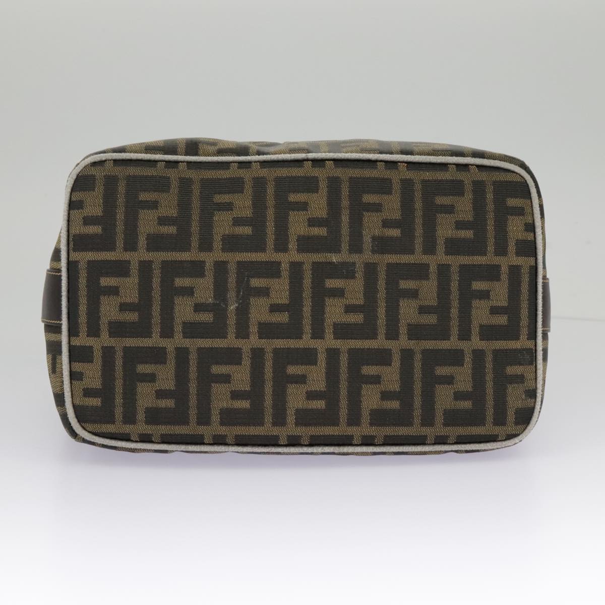 FENDI Zucca Canvas Hand Bag Black Brown Gold Auth ep6166