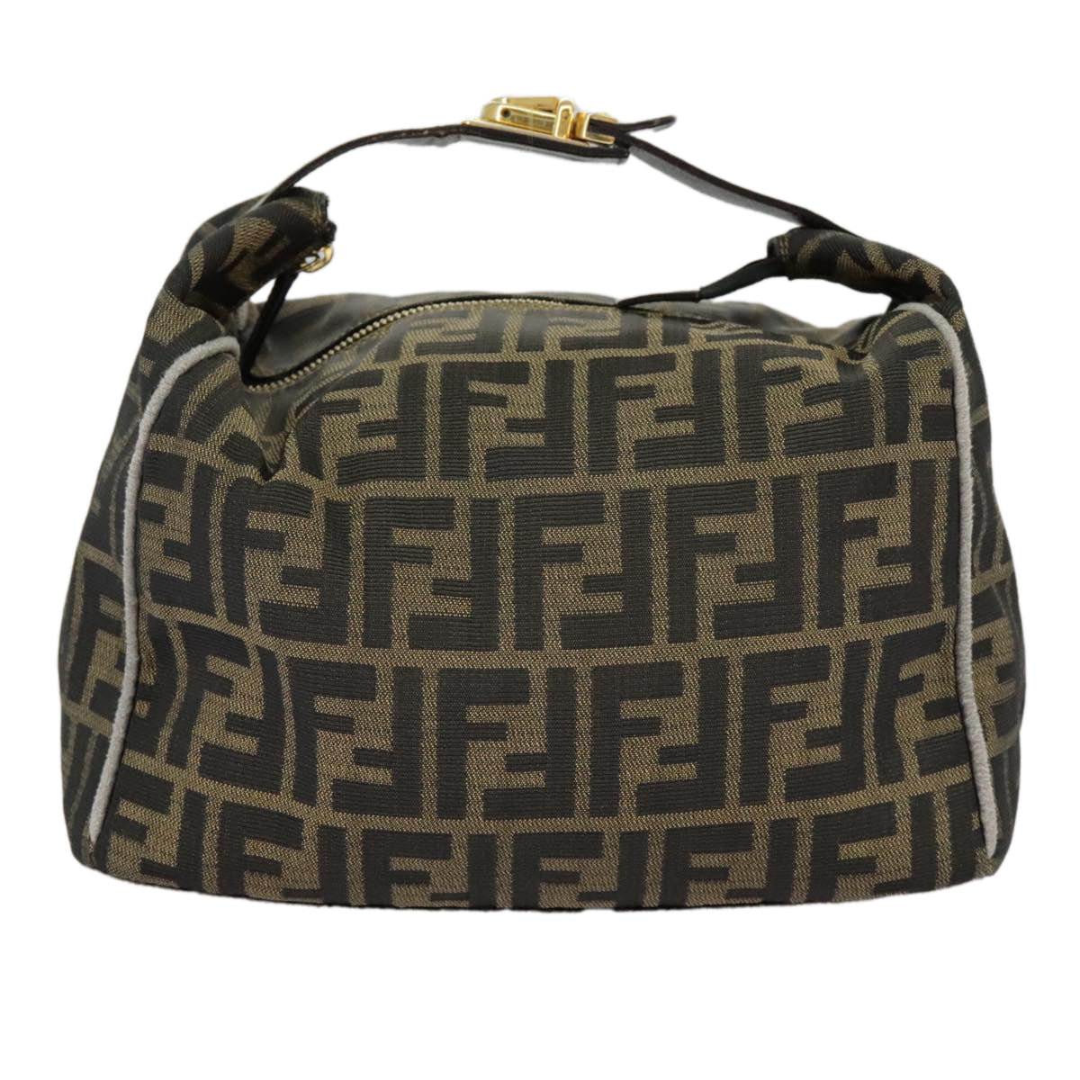 FENDI Zucca Canvas Hand Bag Black Brown Gold Auth ep6166