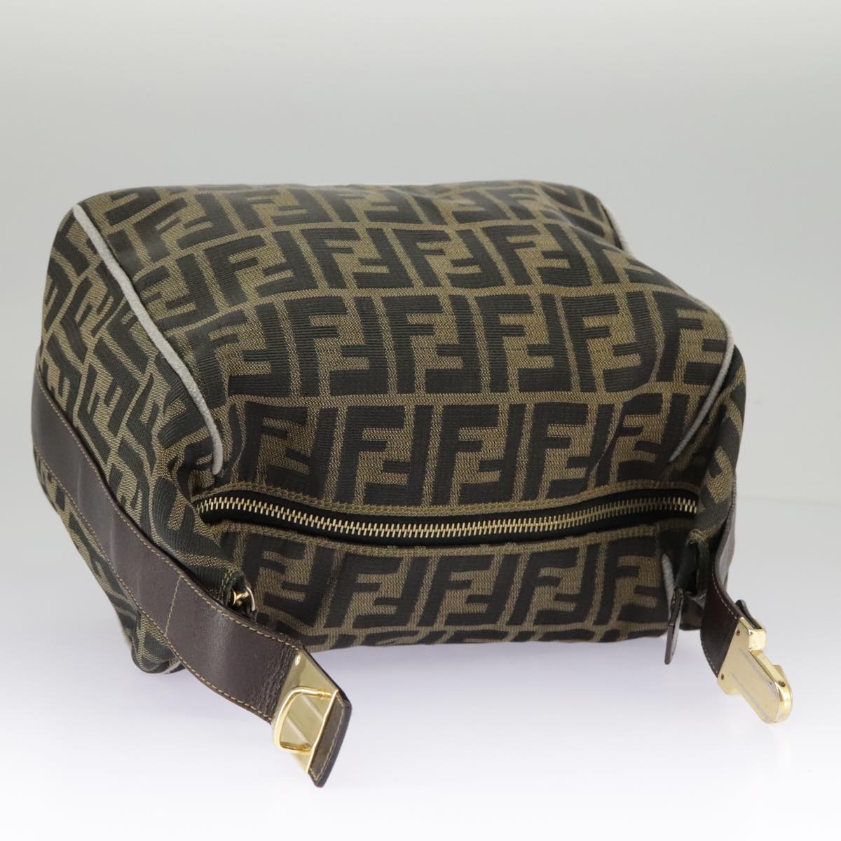 FENDI Zucca Canvas Hand Bag Black Brown Gold Auth ep6166