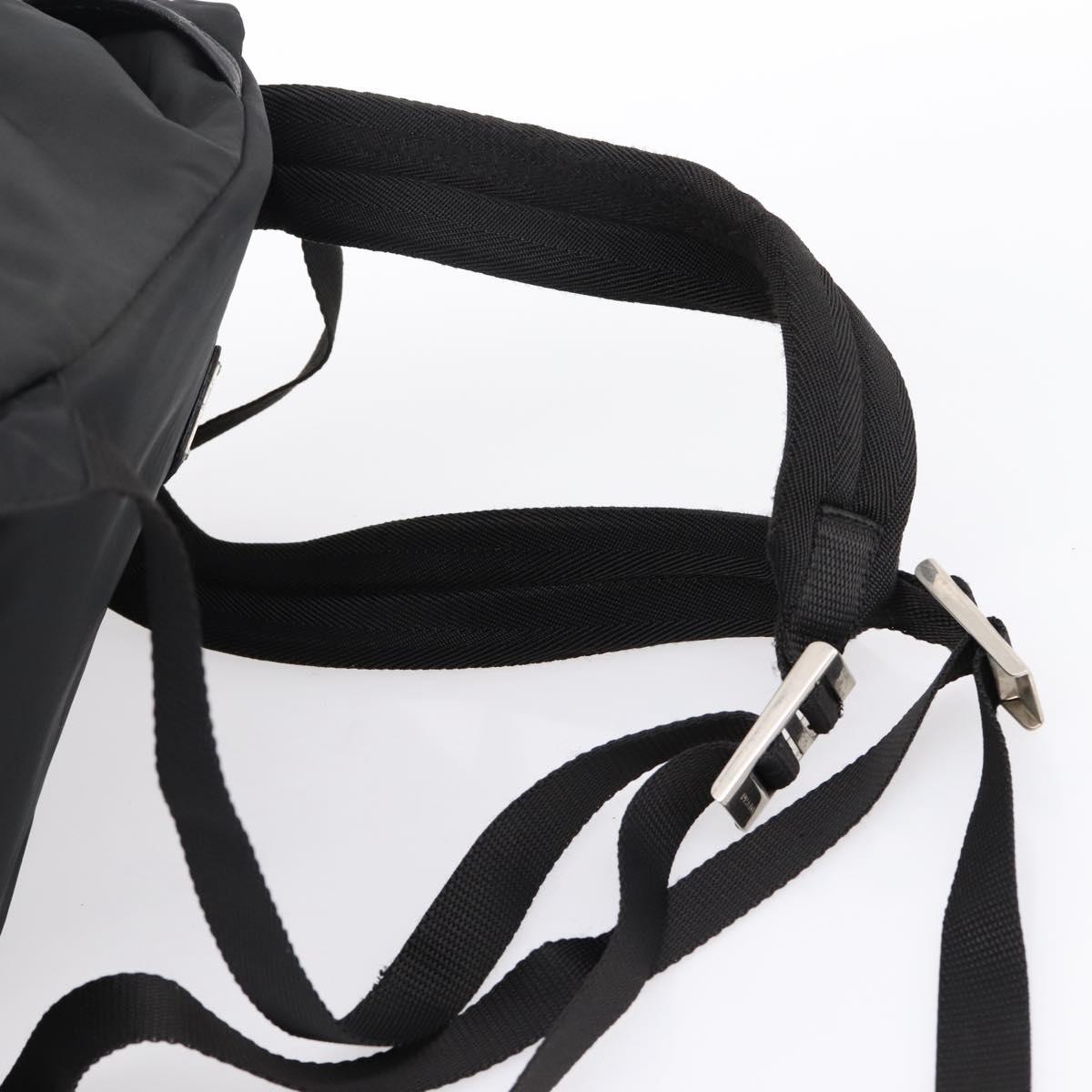 PRADA Backpack Nylon Black Silver Auth ep6168
