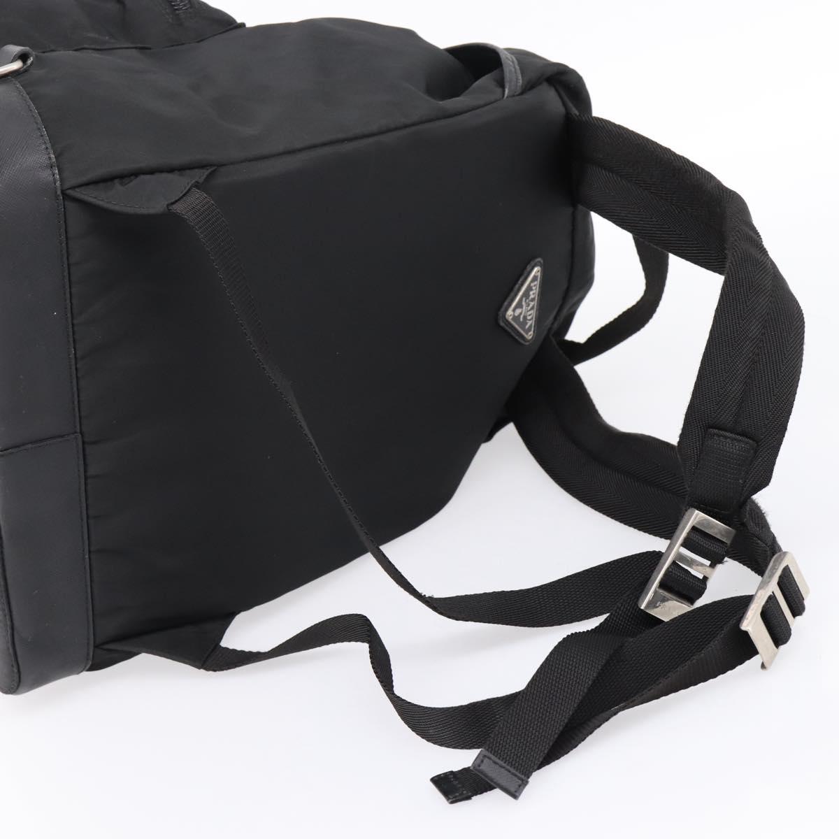 PRADA Backpack Nylon Black Silver Auth ep6168