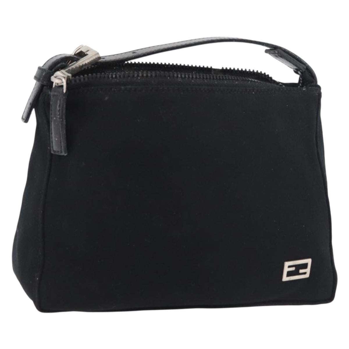 FENDI Hand Bag Nylon Black Silver Auth ep6217
