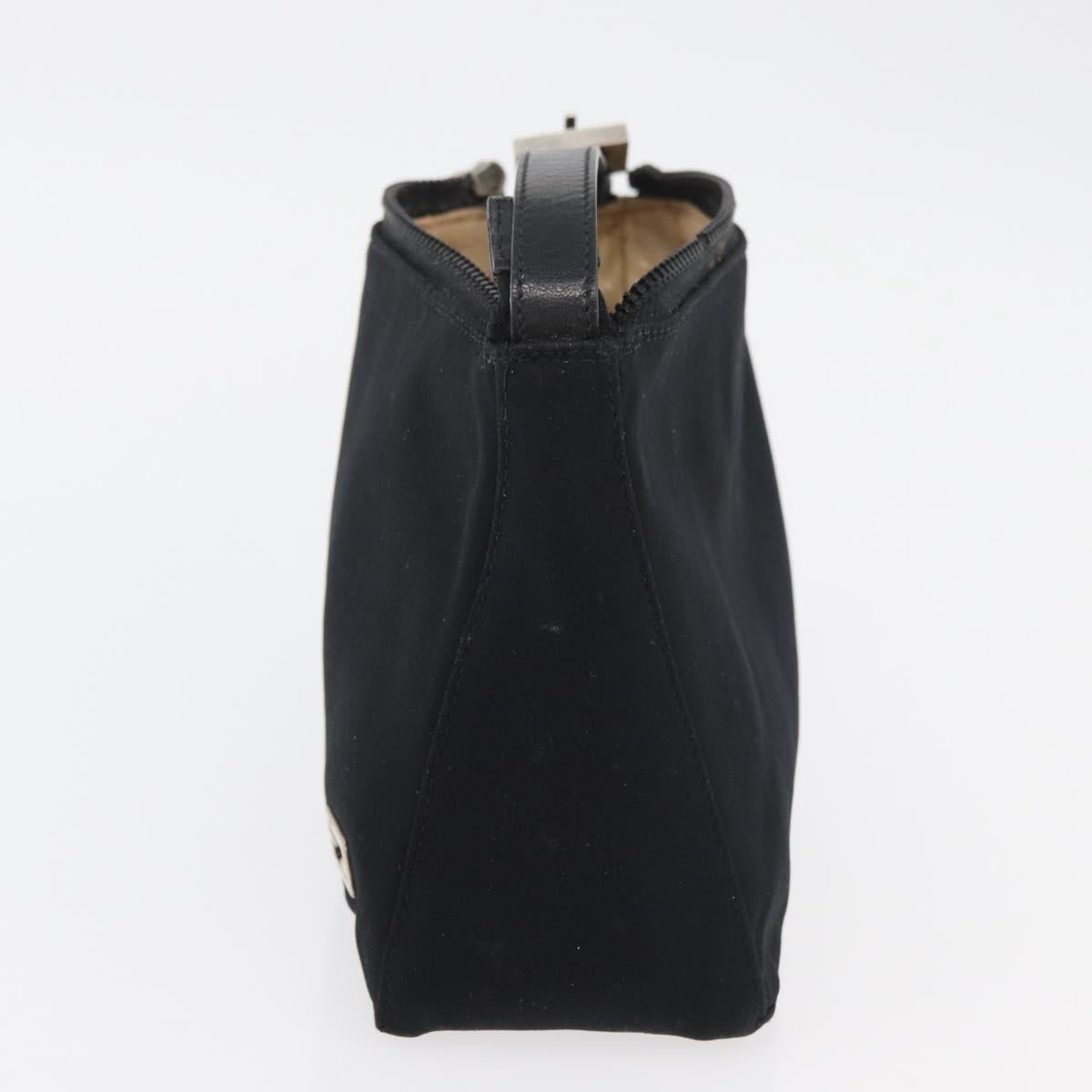 FENDI Hand Bag Nylon Black Silver Auth ep6217