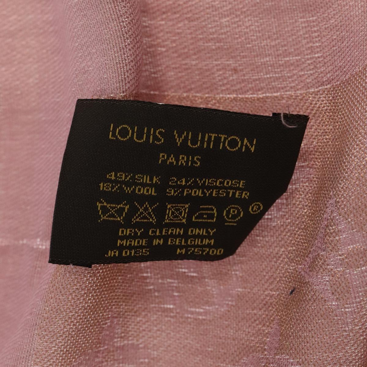 LOUIS VUITTON Stole Silk Pink LV Auth ep6267