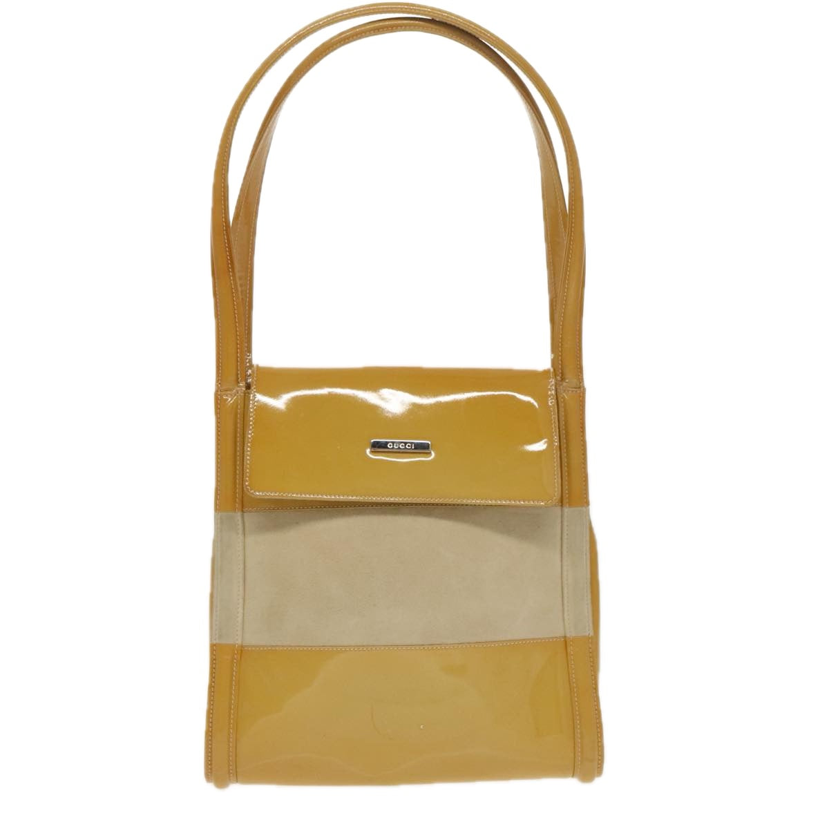 GUCCI Shoulder Bag Enamel Yellow Silver 007 2046 0281 Auth ep6283