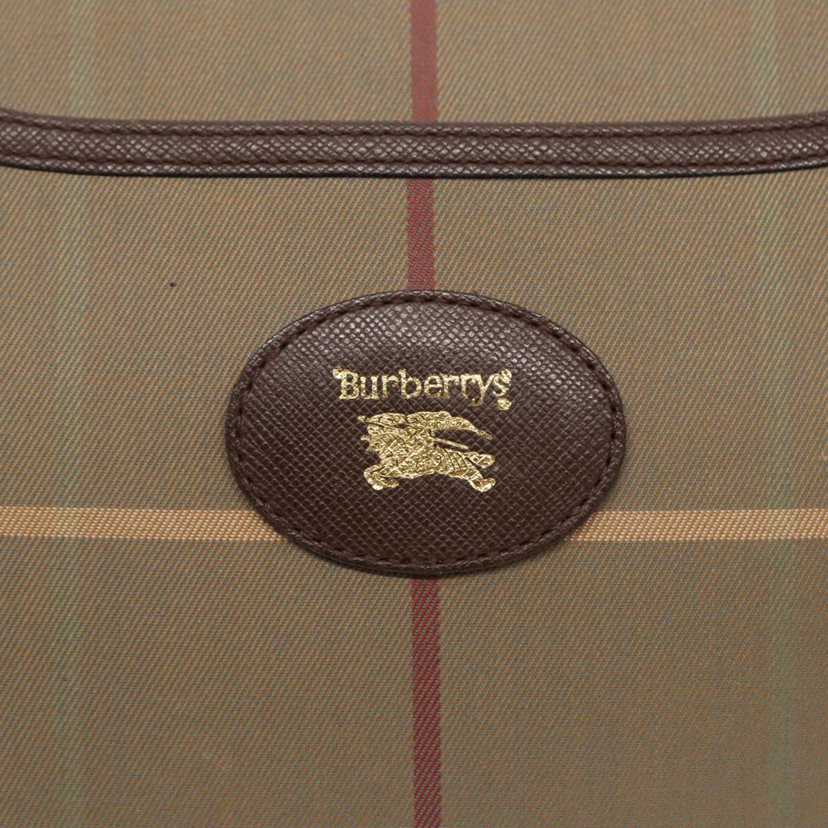 Burberrys Nova Check Shoulder Bag Canvas Gold Brown Auth ep6301