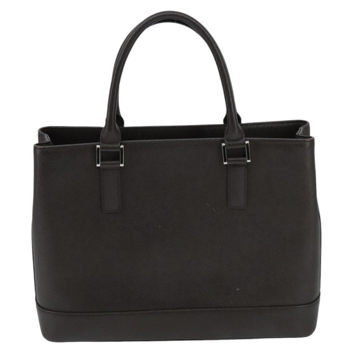 BURBERRY Hand Bag Leather Brown Silver Auth ep6308