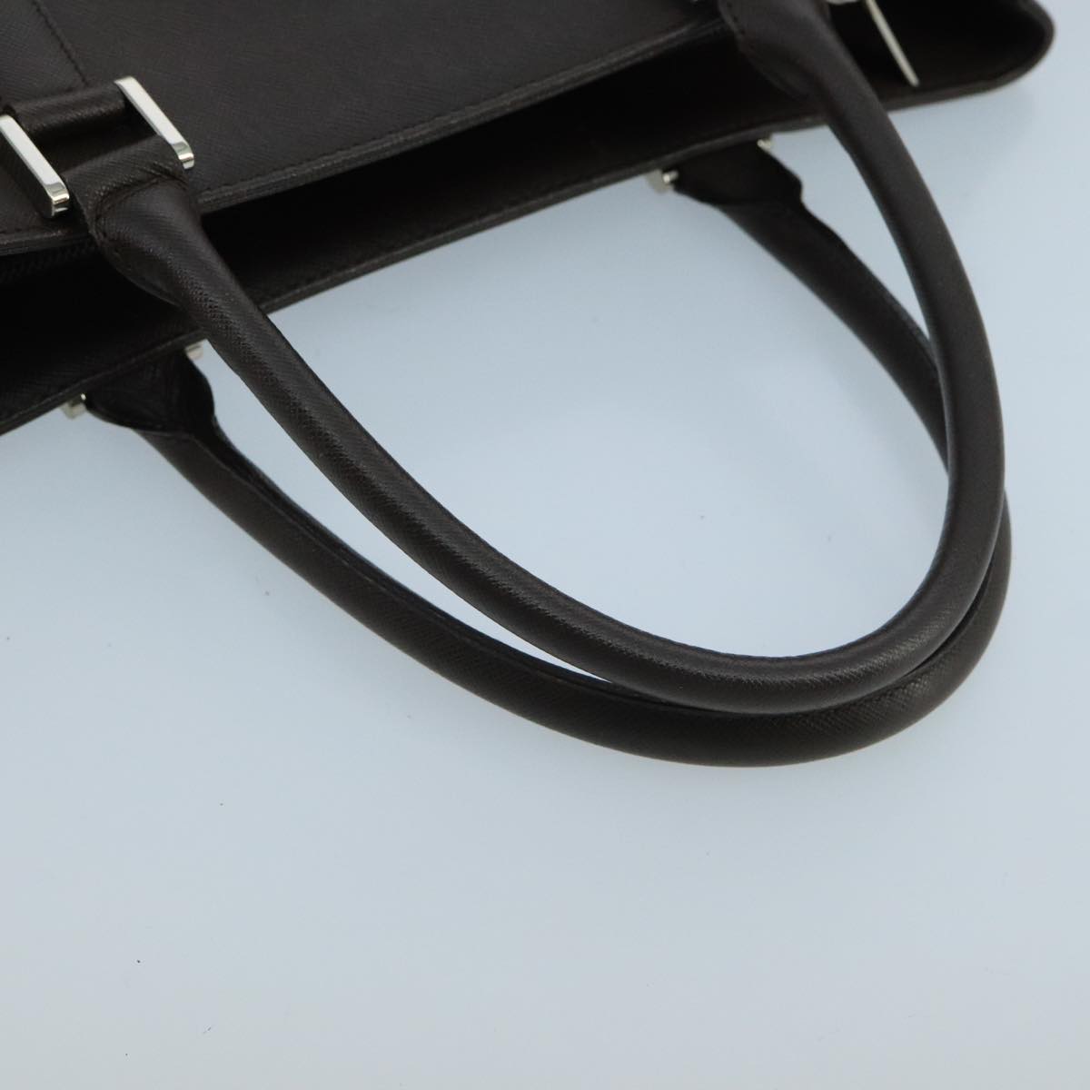 BURBERRY Hand Bag Leather Brown Silver Auth ep6308