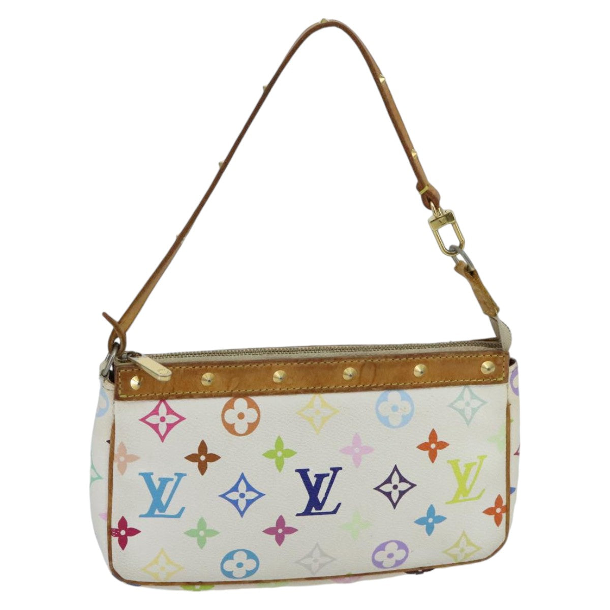 LOUIS VUITTON Monogram Multicolor Pochette Pouch White M92649 LV Auth ep6389