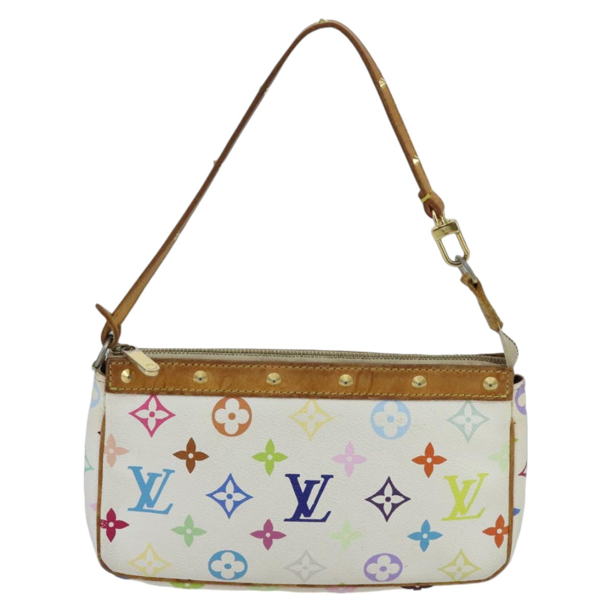 LOUIS VUITTON Monogram Multicolor Pochette Pouch White M92649 LV Auth ep6389