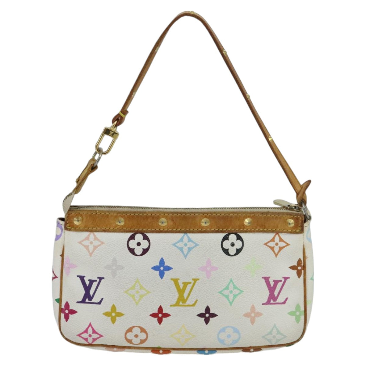 LOUIS VUITTON Monogram Multicolor Pochette Pouch White M92649 LV Auth ep6389