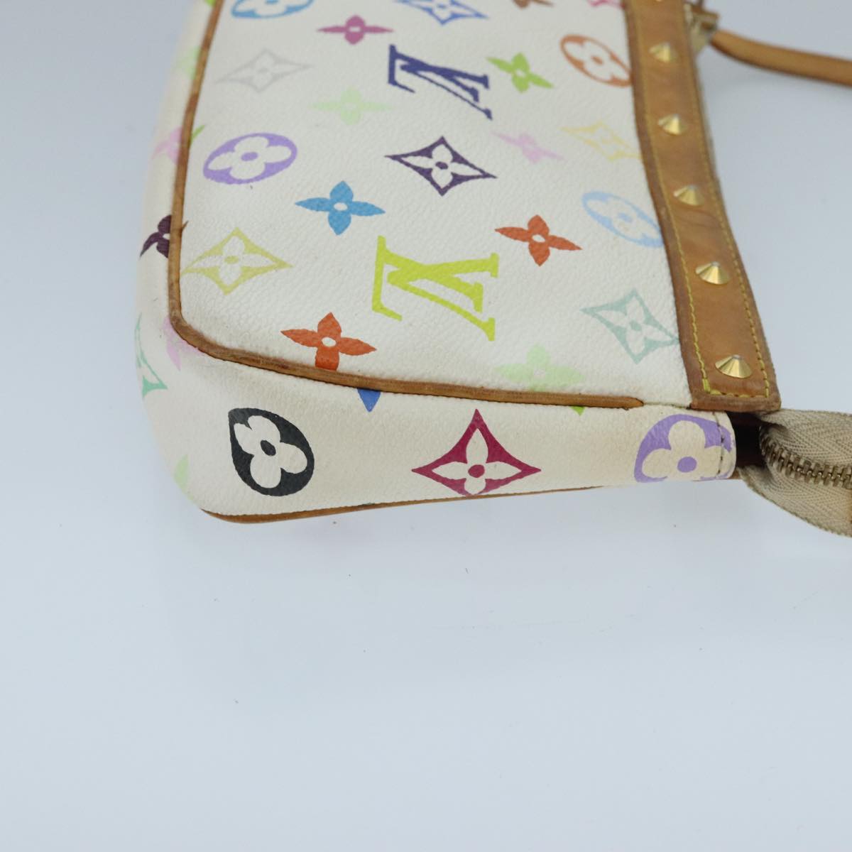 LOUIS VUITTON Monogram Multicolor Pochette Pouch White M92649 LV Auth ep6389