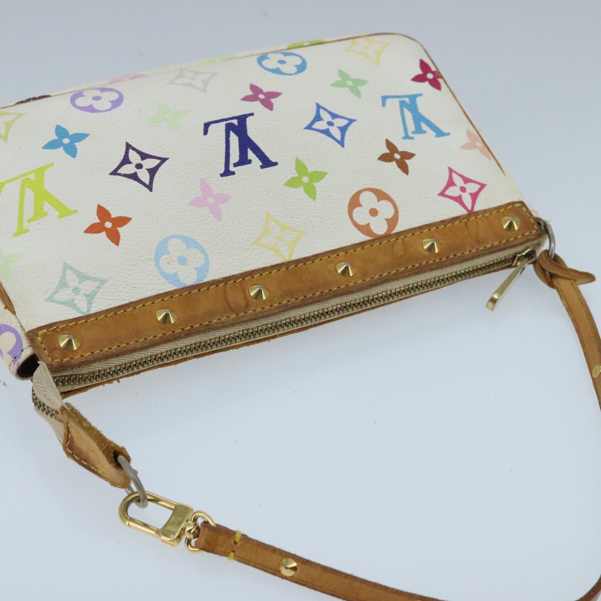 LOUIS VUITTON Monogram Multicolor Pochette Pouch White M92649 LV Auth ep6389