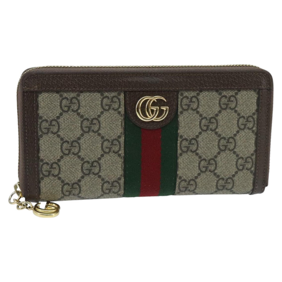 GUCCI GG Ophidia WebSherry Line Wallet PVC Beige Red Green Auth ep6413V