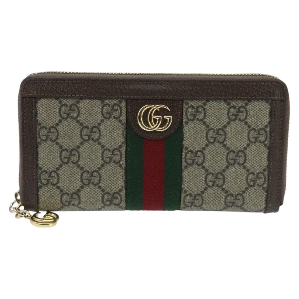 GUCCI GG Ophidia WebSherry Line Wallet PVC Beige Red Green Auth ep6413V