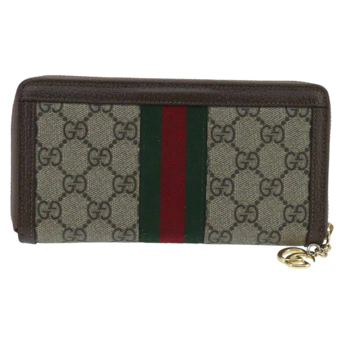 GUCCI GG Ophidia WebSherry Line Wallet PVC Beige Red Green Auth ep6413V