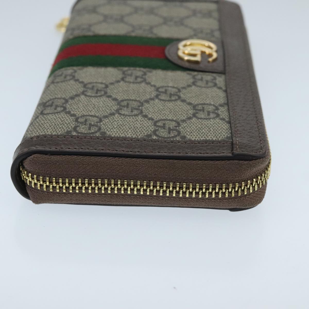 GUCCI GG Ophidia WebSherry Line Wallet PVC Beige Red Green Auth ep6413V