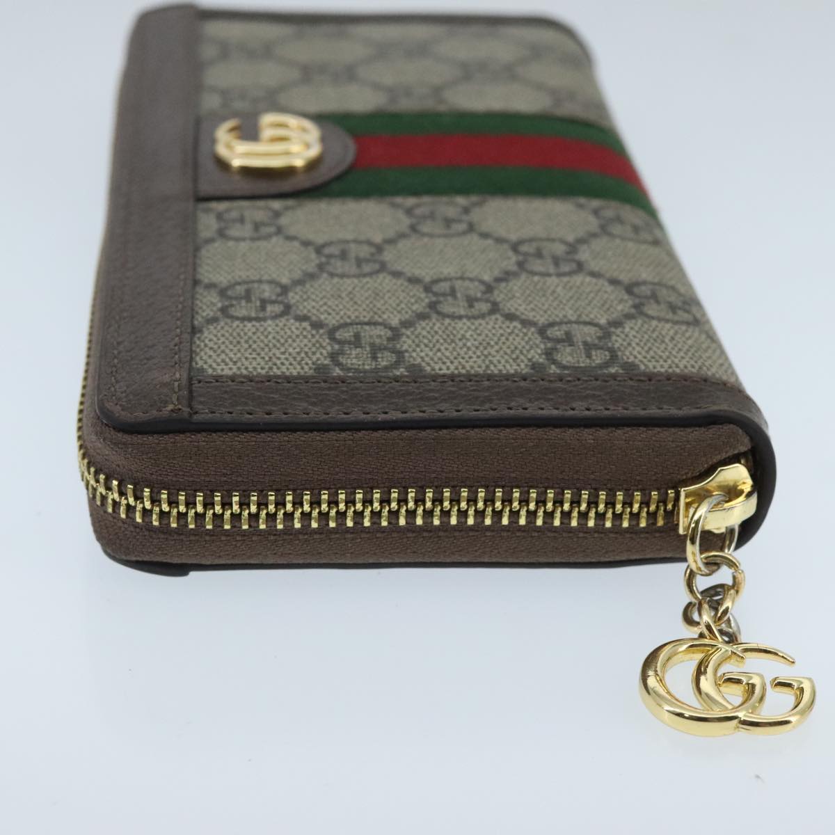 GUCCI GG Ophidia WebSherry Line Wallet PVC Beige Red Green Auth ep6413V