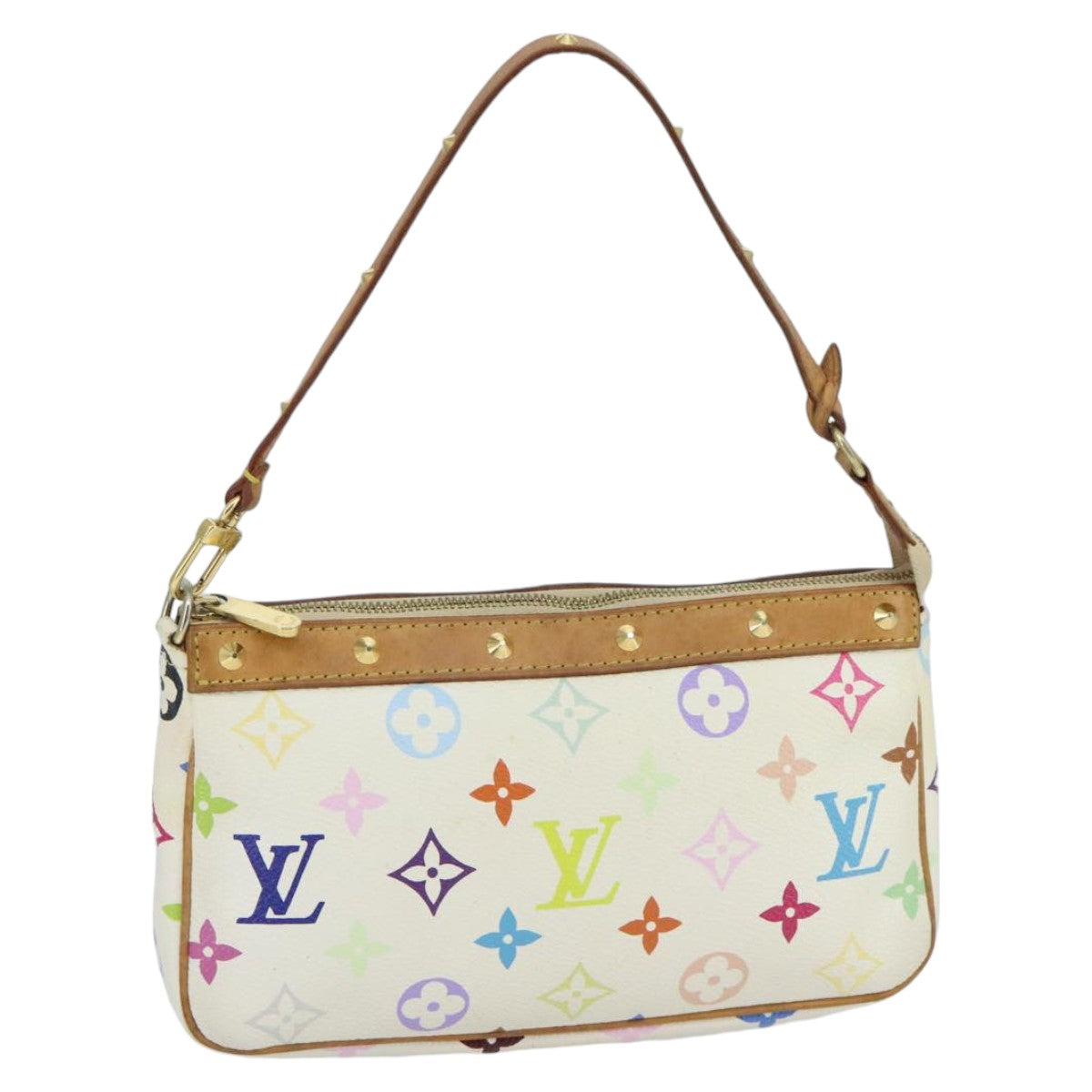 LOUIS VUITTON Monogram Multicolor Pochette Pouch White M92649 LV Auth ep6432