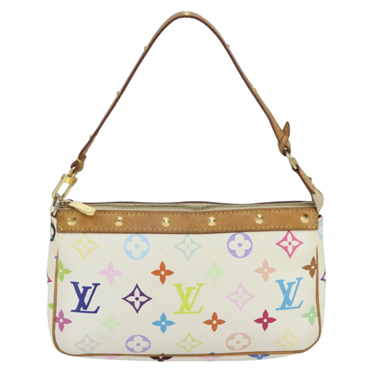 LOUIS VUITTON Monogram Multicolor Pochette Pouch White M92649 LV Auth ep6432