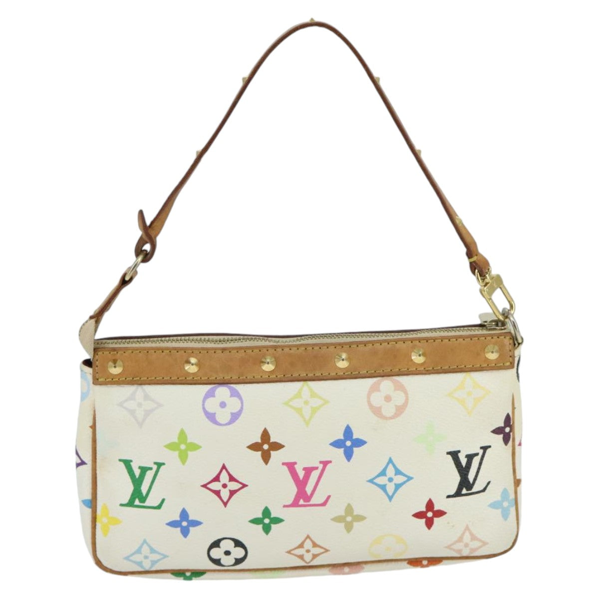 LOUIS VUITTON Monogram Multicolor Pochette Pouch White M92649 LV Auth ep6432