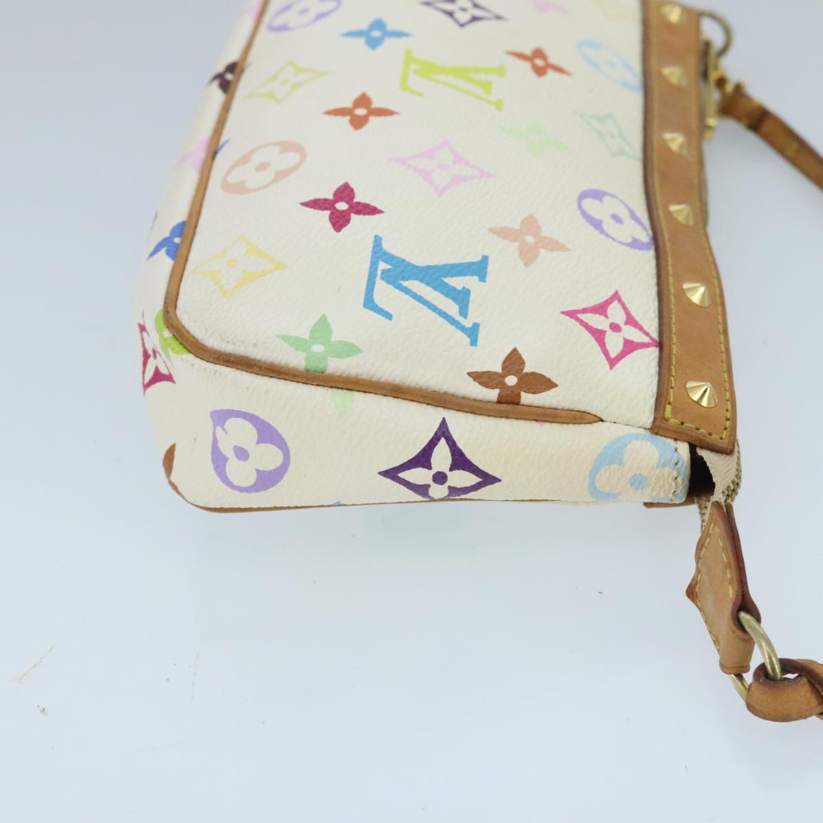 LOUIS VUITTON Monogram Multicolor Pochette Pouch White M92649 LV Auth ep6432