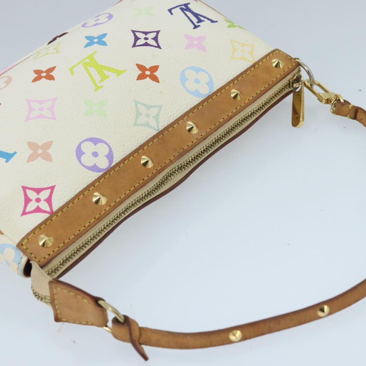 LOUIS VUITTON Monogram Multicolor Pochette Pouch White M92649 LV Auth ep6432