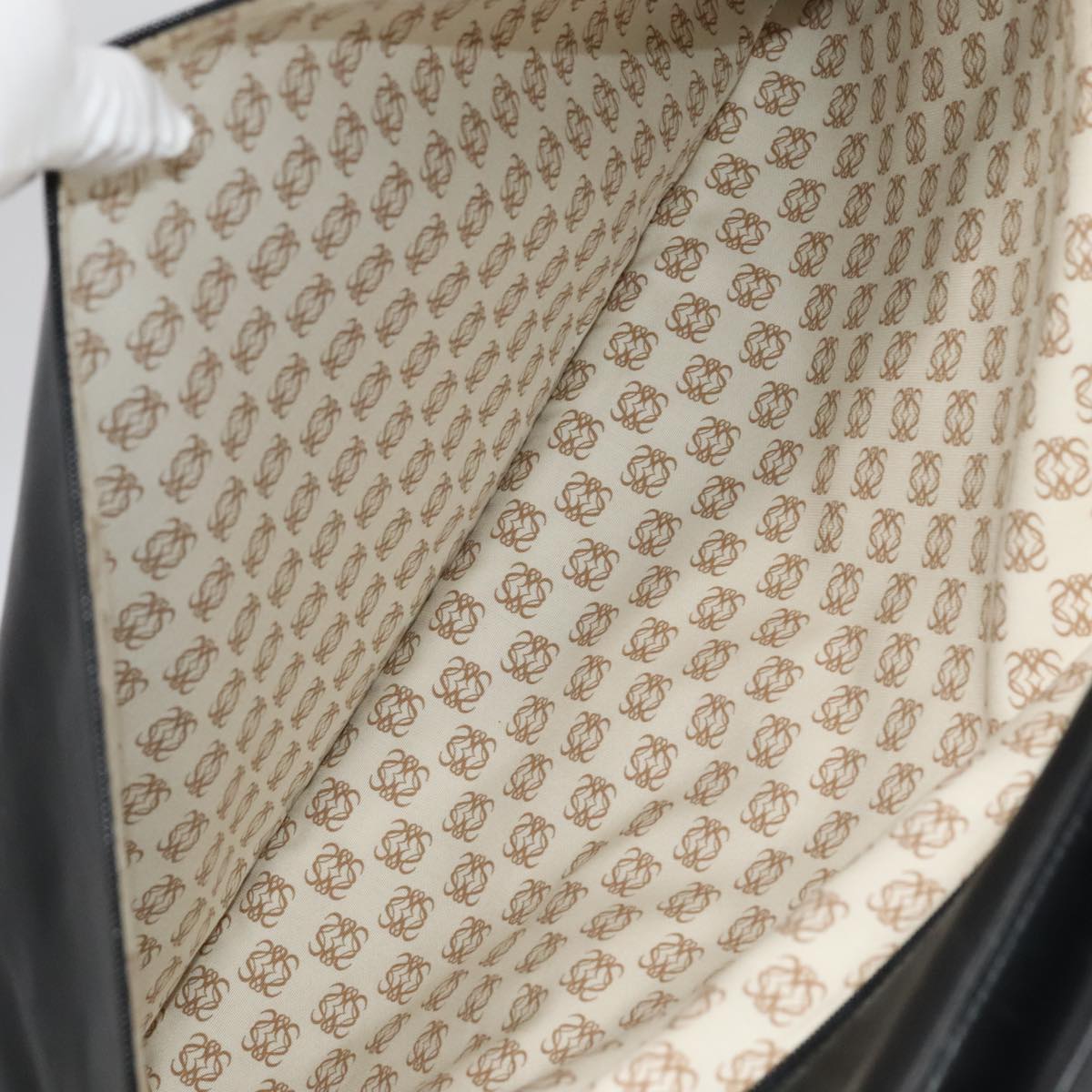LOEWE Anagram Garment Cover Leather Black Gold Auth ep6458