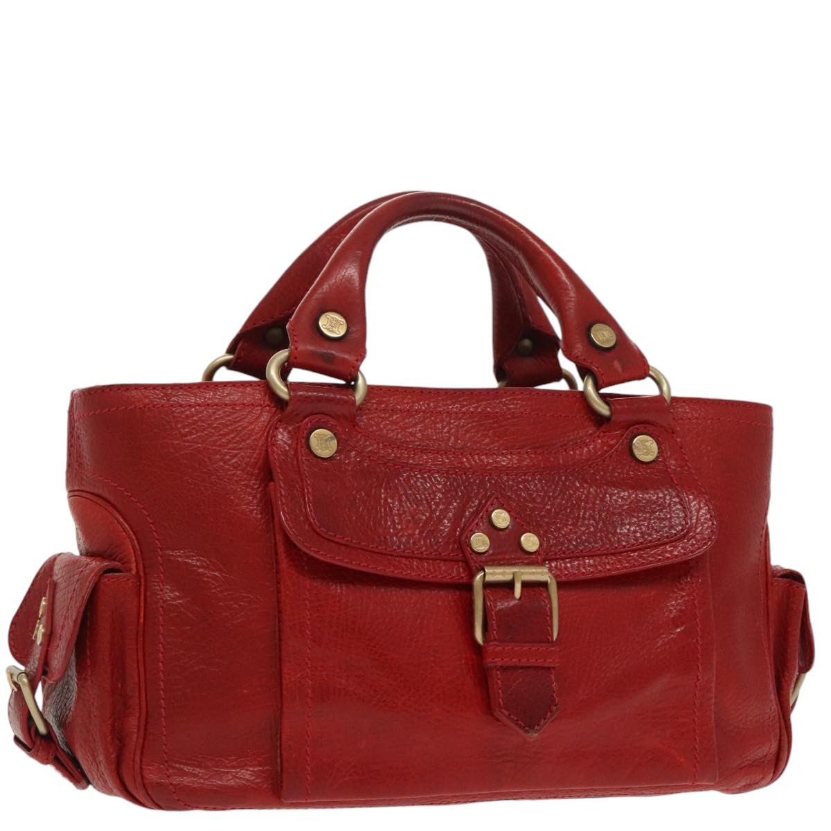 CELINE Hand Bag Leather Red Auth ep6470