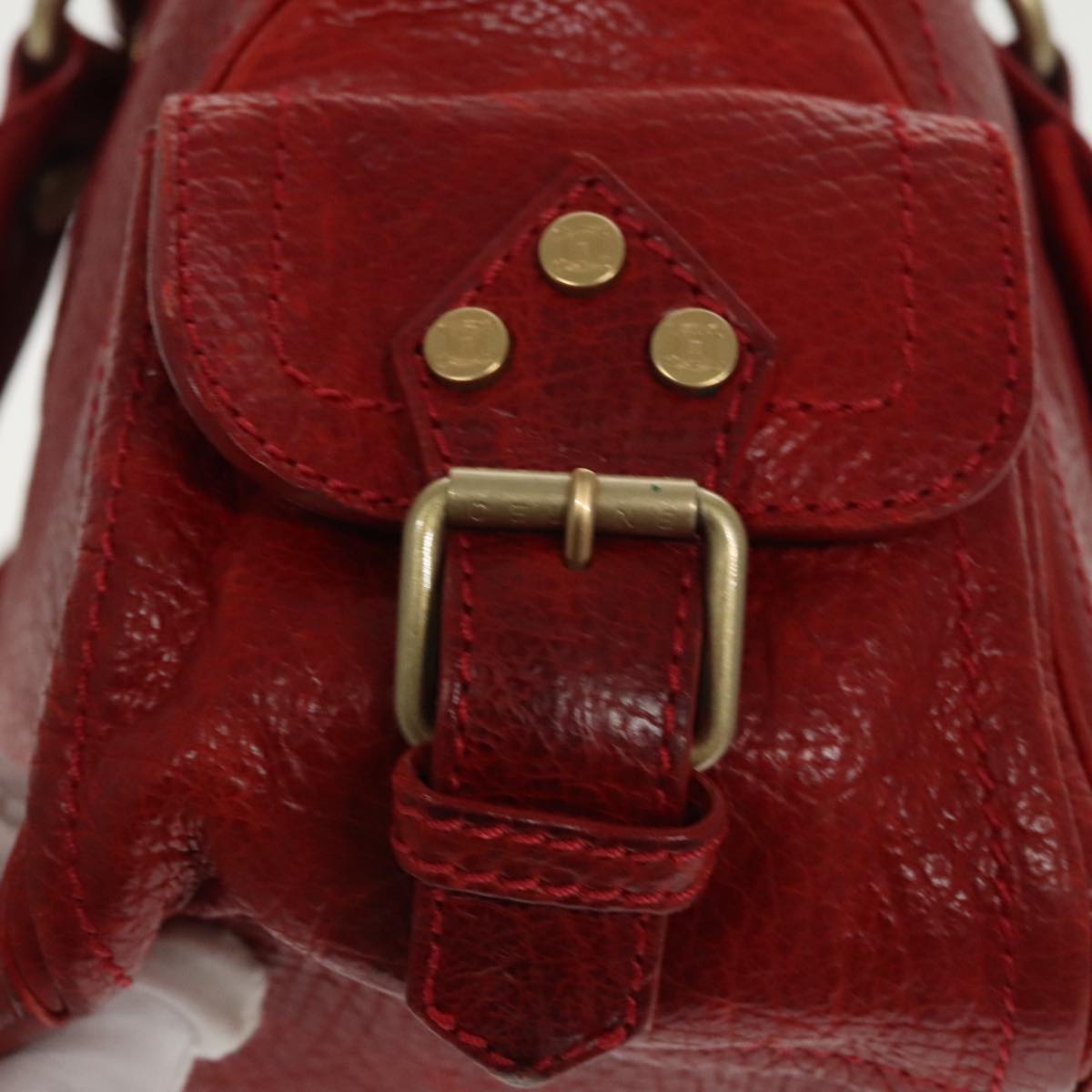 CELINE Hand Bag Leather Red Auth ep6470