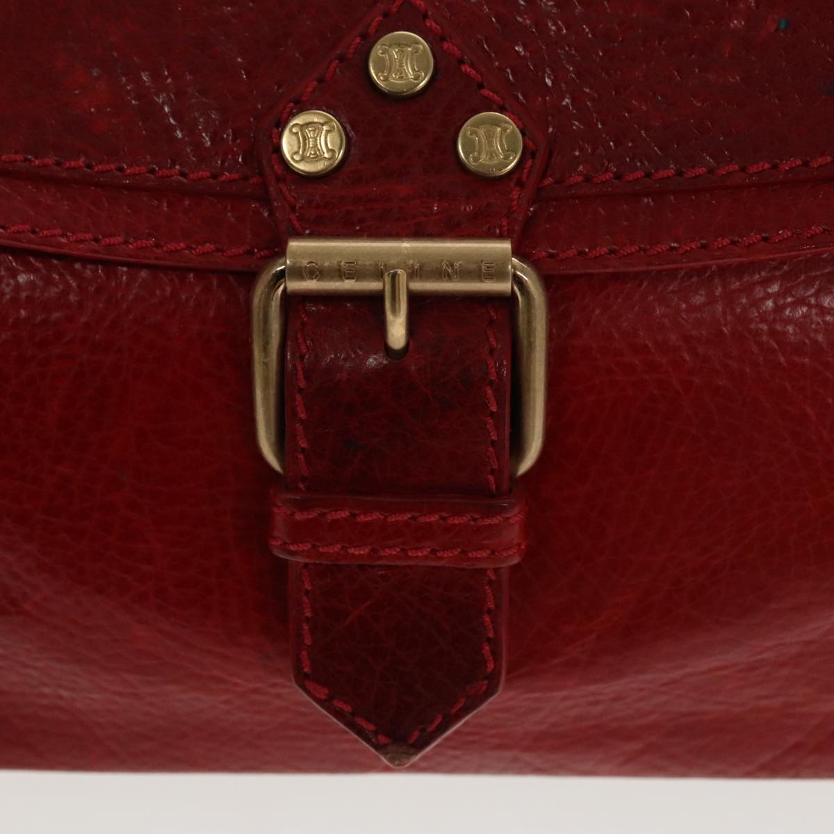 CELINE Hand Bag Leather Red Auth ep6470