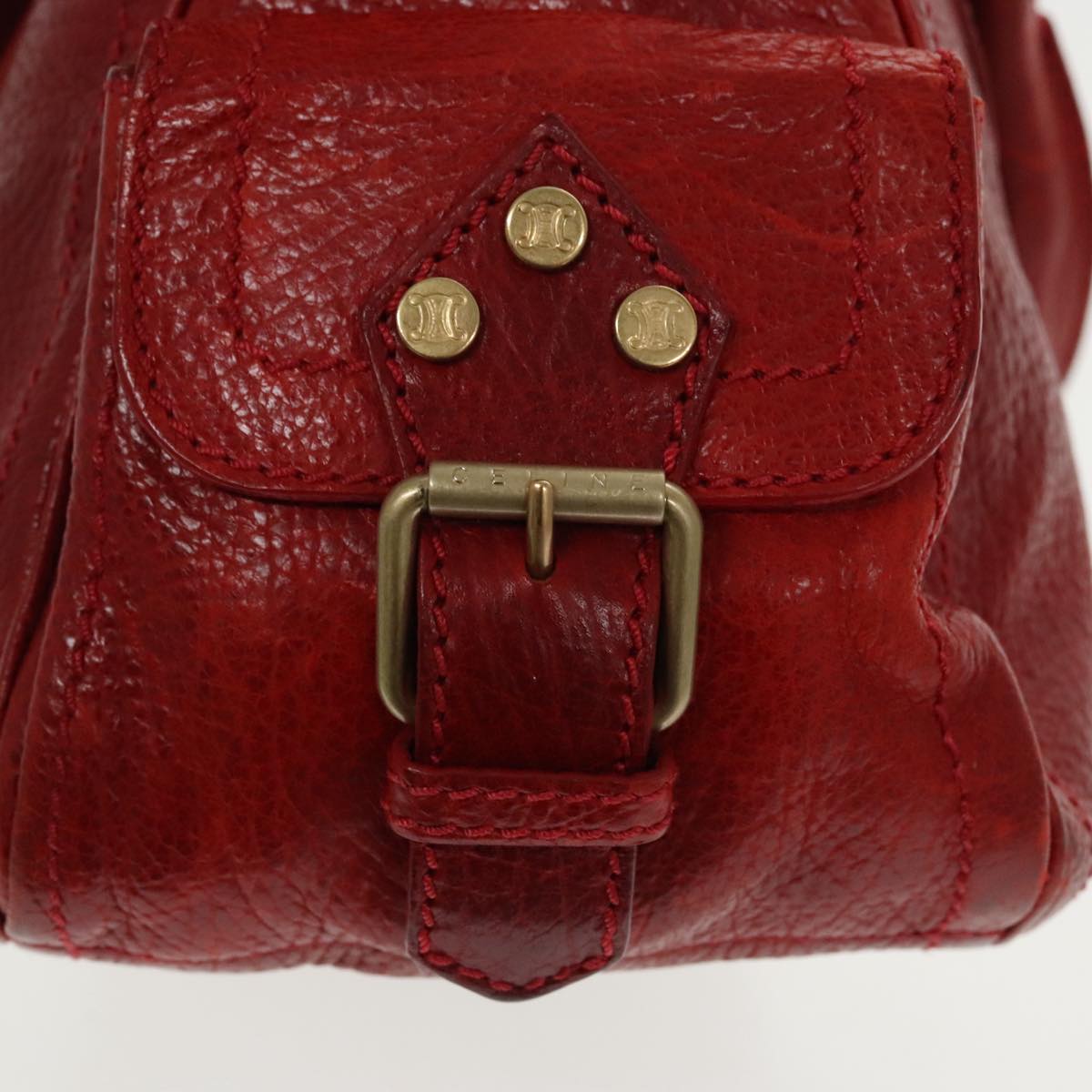 CELINE Hand Bag Leather Red Auth ep6470